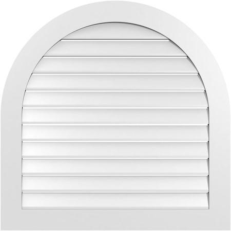 Ekena Millwork Round Top Surface Mount PVC Gable Vent: Functional, w/ 3-1/2"W x 1"P Standard Frame, 38"W x 38"H GVPRT38X3801SF